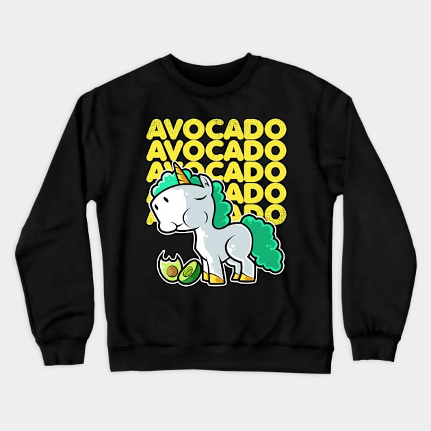 Cute Unicorn Eating Avocado Kawaii Neko Anime product Crewneck Sweatshirt by theodoros20